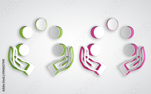 Paper cut Juggling ball icon isolated on grey background. Paper art style. Vector