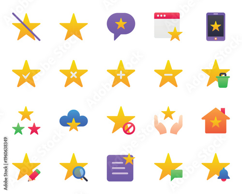 Gradient color icons set for Rating stars