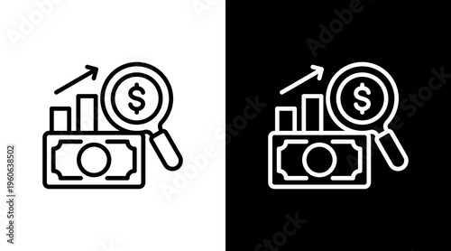 Business Forecast White Icon Set Design