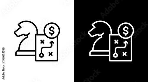 Sales Strategy White Icon Set Design