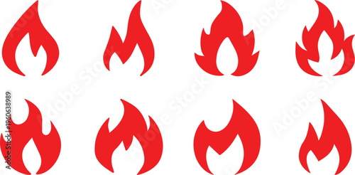 Collection of fire and flame icons. Bonfire icons,Flames symbols set flat style vector illustration.