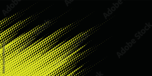 Vibrant lime and black abstract background with halftone pattern and ink splatters.