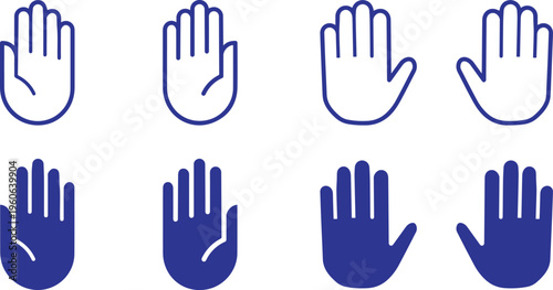 set of hands vector Hands stop icon set vector illustration for web, both hand palms icon stop sign