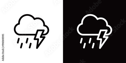 雲と雷のアイコン 天気 雨 嵐