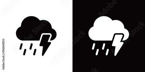 雲と雷のアイコン 天気 雨 嵐
