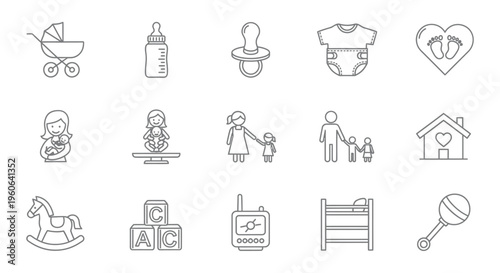 Baby and Childcare Icons Set.