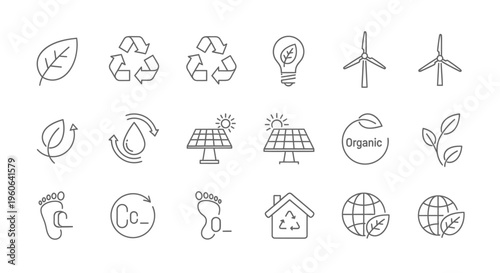 Eco friendly icons for green energy.
