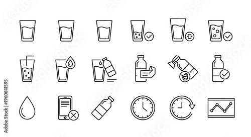 Collection of drink and time icons.