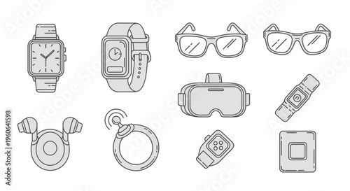 Collection of various wearable smart devices.
