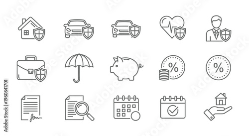 Business icons and finance symbols.