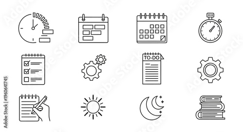 Collection of calendar and schedule icons.