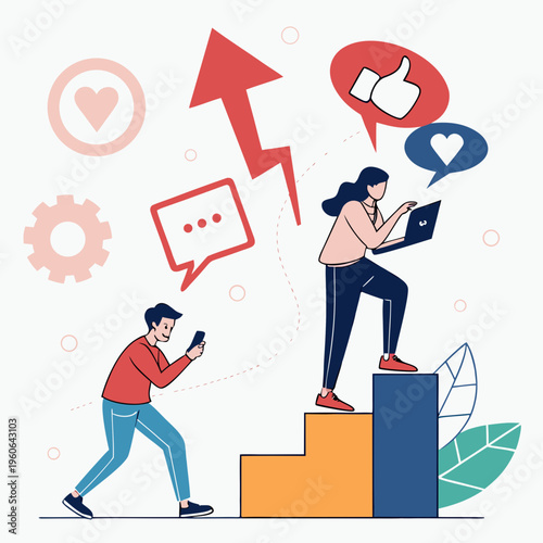 Social Media Engagement Concept With Likes Comments and Shares Vector
