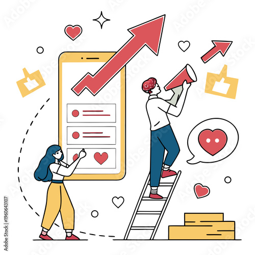 Social Media Engagement Concept With Likes Comments and Shares Vector
