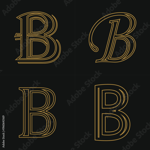  LINE EARTS Golden Luxury Beauty Classic Letter  B rand Icon Free Vector