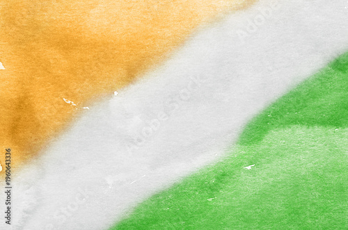 The Indian flag painted on white paper with watercolor