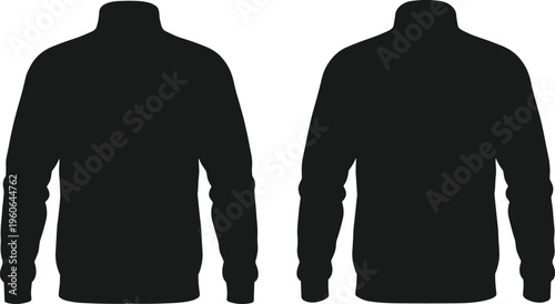 Sweater silhouette vector illustration with long sleeves, high collar, and simple fashion design