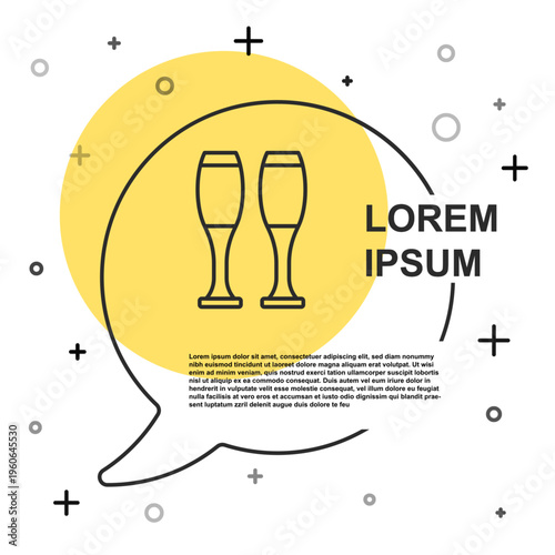 Black line Bowling pin icon isolated on white background. Juggling clubs, circus skittles. Random dynamic shapes. Vector