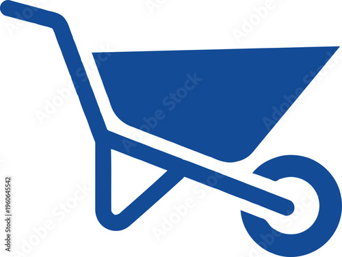 Icon of a blue wheelbarrow on a white background