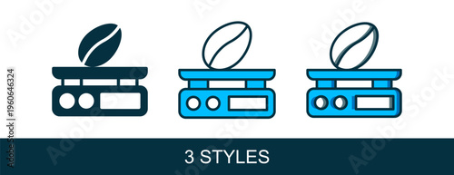 Filled outline Electronic coffee scales icon isolated on white background. Weight measure equipment. Vector