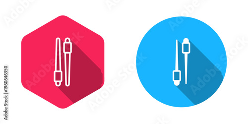 Filled and outline Food chopsticks icon isolated with long shadow background. Wooden Korean sticks for Asian dishes. Oriental utensils. Vector