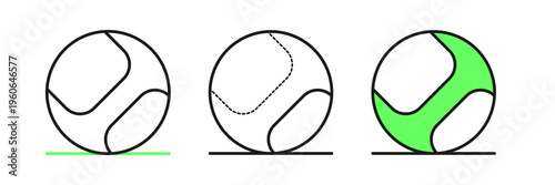 Set line Baseball ball icon isolated on white background. Vector