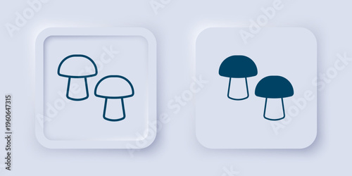 Filled and outline Mushroom icon isolated on grey background. Square button. Vector