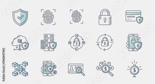 Security icons for digital protection.