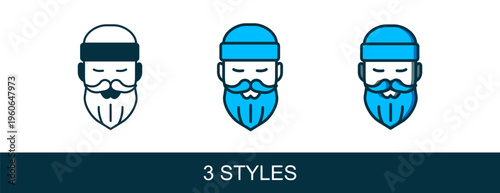 Filled outline Bearded lumberjack man icon isolated on white background. Vector