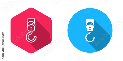 Filled and outline Spring scale icon isolated with long shadow background. Balance for weighing. Determination of weight. Vector