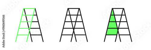 Set line Wooden staircase icon isolated on white background. Vector
