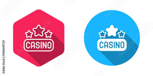 Filled and outline Casino signboard icon isolated with long shadow background. Vector