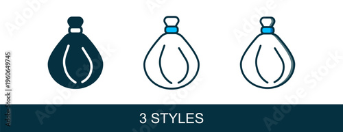 Filled outline Garbage bag icon isolated on white background. Vector