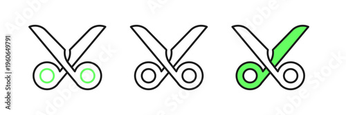Set line Scissors icon isolated on white background. Cutting tool sign. Vector