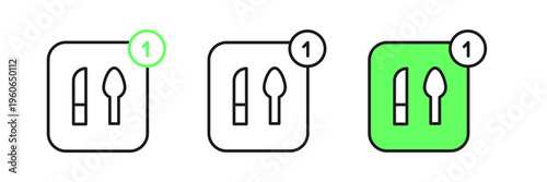Set line Food ordering icon isolated on white background. Order by mobile phone. Restaurant food delivery concept. Vector