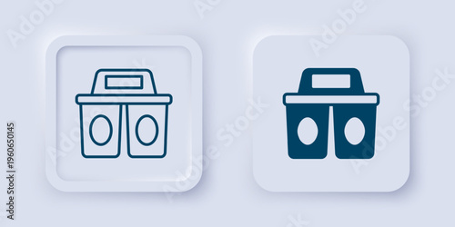 Filled and outline Coffee cup to go icon isolated on grey background. Square button. Vector