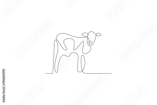 Cow outline continuous line drawing modern minimalist farm animal illustration
