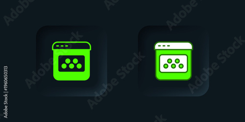 Green Taxi mobile app icon isolated on black background. Mobile application taxi. Black square button. Vector