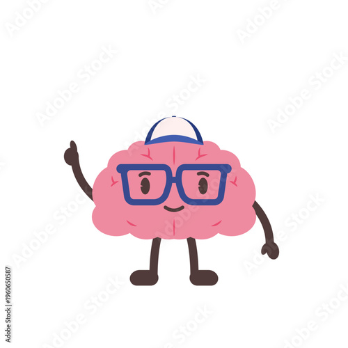 Cute Brain Mascot Character Illustration