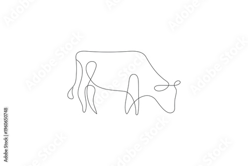 Cow line art simple continuous drawing minimalist farm animal vector
