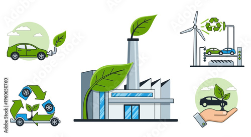 Eco friendly industrial factory with green.