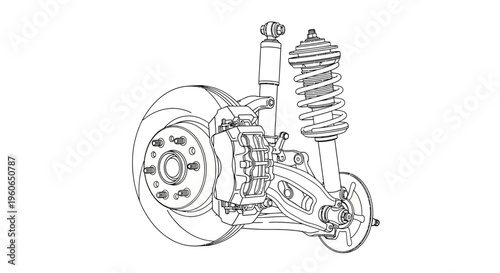 Detailed motorcycle rear suspension system.