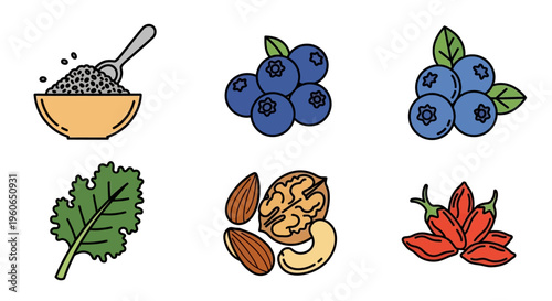 Healthy food ingredients on display.