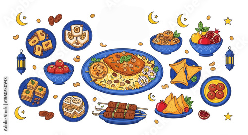Traditional Middle Eastern Ramadan Food.