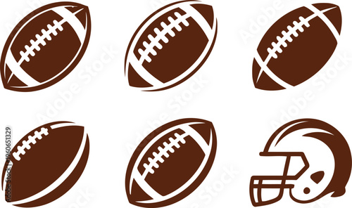 American Football Ball and Helmet Vector Icons isolated on white background, Vector, illustration