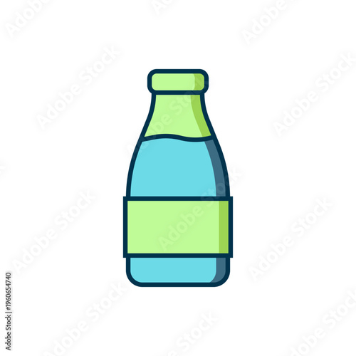 Filled outline Closed glass bottle with milk icon isolated on white background. Flat filled outline style with shadow. Vector