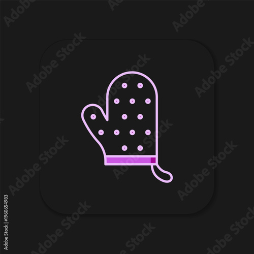 Filled outline Oven glove icon isolated on black background. Kitchen potholder sign. Cooking glove. Flat filled outline style with shadow. Vector