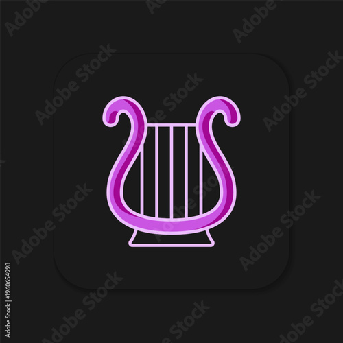 Filled outline Ancient Greek lyre icon isolated on black background. Classical music instrument, orhestra string acoustic element. Flat filled outline style with shadow. Vector