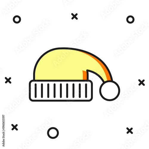 Filled outline Sleeping hat icon isolated on white background. Cap for sleep. Flat filled outline style with shadow. Vector