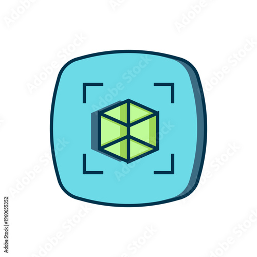 Filled outline 3d modeling icon isolated on white background. Augmented reality or virtual reality. Flat filled outline style with shadow. Vector