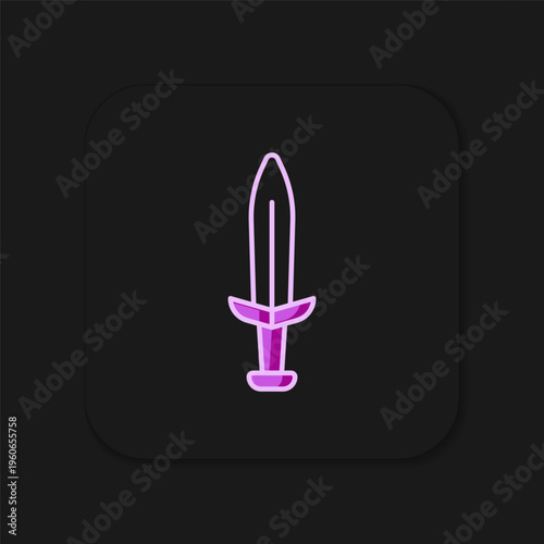 Filled outline Medieval sword icon isolated on black background. Medieval weapon. Flat filled outline style with shadow. Vector